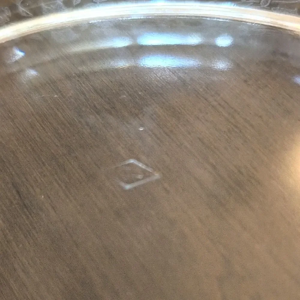 Heisey Glass Elegant Queen Ann Etched Orchid Lemon Dish with Dolphin Finial 1940